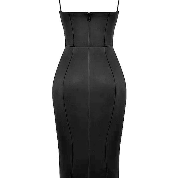 HOUSE OF CB 'Casimira' Black Satin Corset Midi Dress/Size XS(P)-US 2-4/JJ3281 - Picture 3 of 7